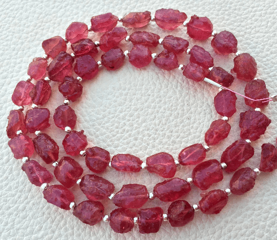 Brand New,Rare Amazing Glass Filled Ruby Hammered Rock Nuggets Full Drilled ,10-8mm,Full 8 Inch Strand,Amazing Rare Item
