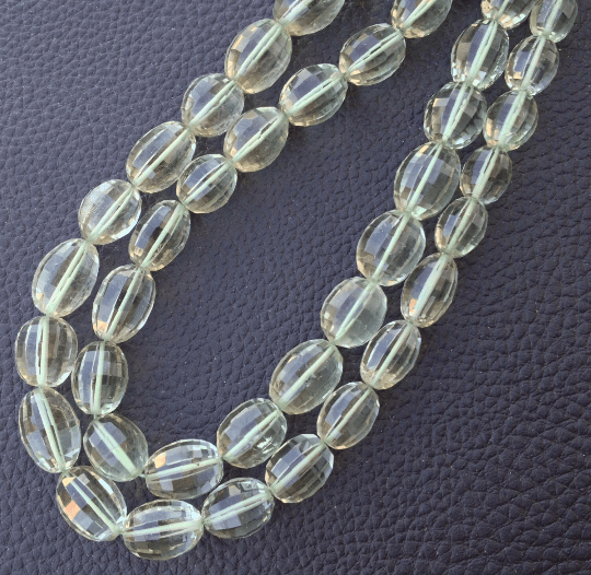 Brand New, Natural Green AMETHYST Faceted Oval Nuggets Shape Briolettes,10-12mm Long Size, Full 8 Inch Long Strand,Amazing Item