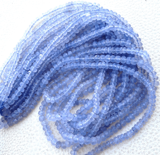 Brand New, AAA Quality Natural HOLLY Blue Chalcedony Faceted Rondelles,Full 15 Inch Strand, 4.5-5mm Size,Great Quality