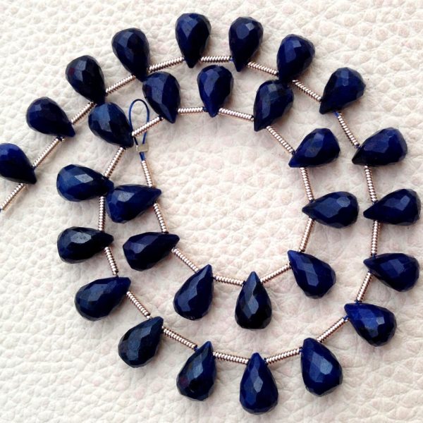 New Arrival, Dyed Natural SAPPHIRE Faceted Drops Shape briolettes,9-10mm Long, Finest Item