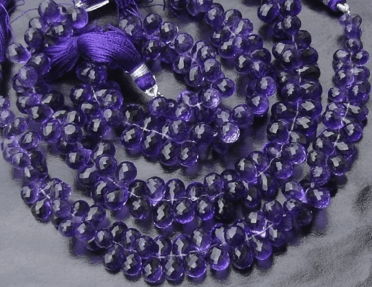 Strands AAA, Wholesale Price Offer, 25 Pcs of Gorgeous AFRICAN AMETHYST Micro Faceted Drops Shaped Briolettes.9-10mm Long