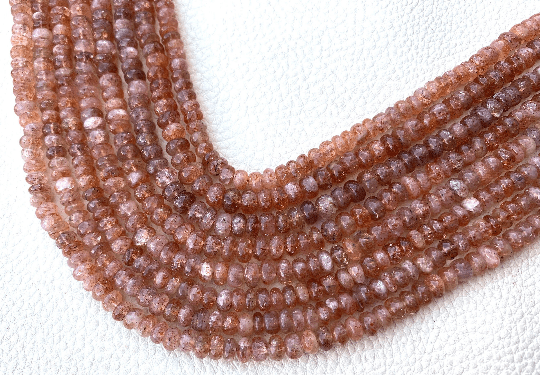 Brand New, Full 12 Inch Full Strand,Natural RED SUNSTONE Smooth Rondelles Beads,5.5-5mm Size, Amazing Item at Low Price.