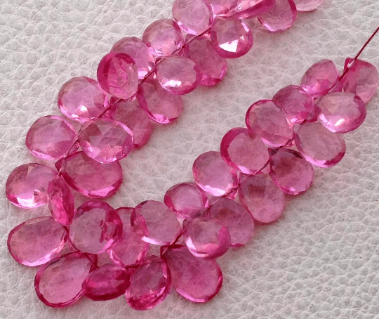 New Arrival, Full Strand, RUBELITE PINK QUARTZ Quartz Faceted Pear Shape Briolettes, 10-12mm size,Superb Item at Low Price
