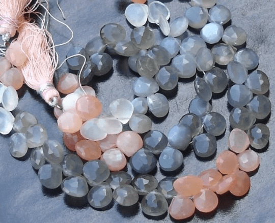 8 Inch Strand-SUPER Finest Quality Multi Moonstone Faceted Heart Shape Briolettes,7-8mm Size,