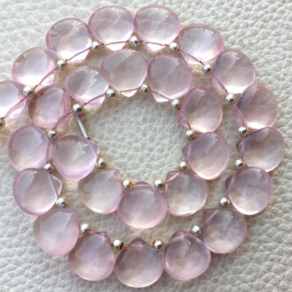4 Matched Pair, NATURAL Madagascar ROSE Quartz Smooth Heart Shape Briolettes, 10x10mm size.Superb Item at Low Price
