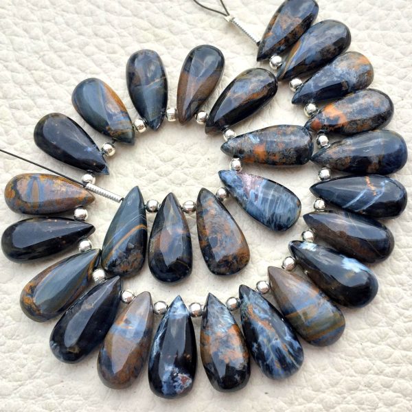 4 Matched Pair, NATURAL PIETERSITE Smooth PEAR Shape Briolettes, 15x7mm size.Superb Item at Low Price