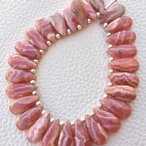 4 Matched Pair, Natural RHODOCHROSITE Smooth PEAR Shape Briolettes, 15x7mm size.Superb Item at Low Price