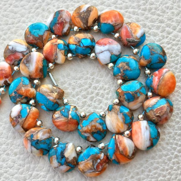 4 Matched Pair, OYESTER COPPER Turquoise Smooth Heart Shape Briolettes, 10x10mm size.Superb Item at Low Price