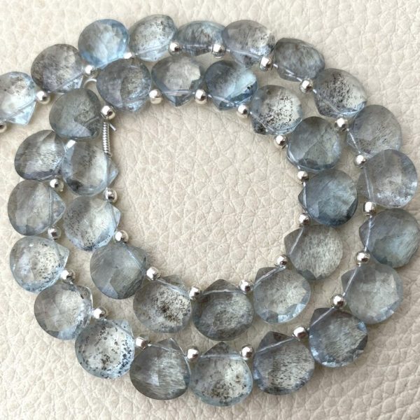 4 Matched Pairs,9x9mm Faceted Heart,Brand New, Finest Quality Superb-Natural MOSS AQUAMARINE .Superb Item