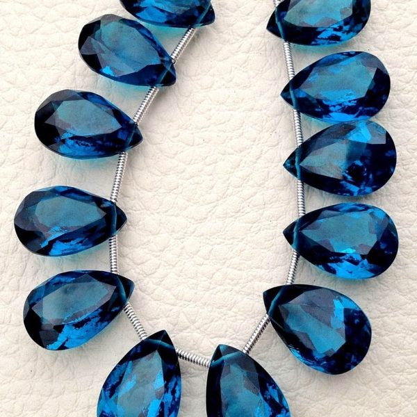 4 Matched pairs, Superb New TEAL BLUE Quartz Faceted Cut Pear Shape Briolettes,15X10mm Size,Finest Item