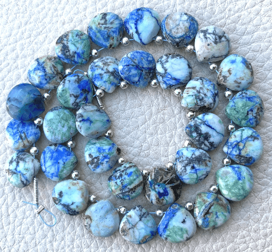 Brand New, 4 Matched Pair, Oyster Arizona Lapis TURQUOISE Smooth Heart Shape Briolettes, 10x10mm size.Superb Item at Low Price