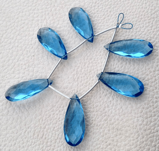 2 Matched Pairs, AMAZING BRAND New, Superb Amazing, 25mm Long, New LONDON Quartz Elongated Faceted Pear pair.Low Price