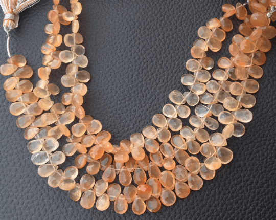 New Arrival, Full 8 Inch Strand Rare AAA Quality ORANGE TANZARINE Quartz Faceted Pear Shape Briolettes, 7-8mm Larger Size,Great Price