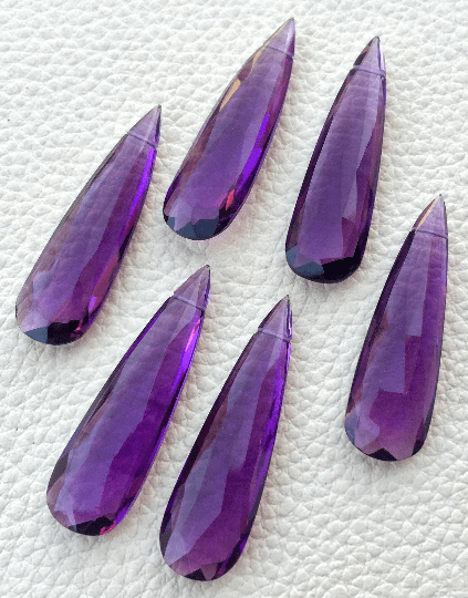 BRAND New, Superb Amazing Matched Pair, 35mm Long, AFRICAN AMETHYST Quartz Elongated Pear pair.Low Price