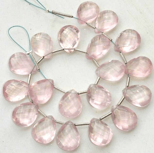 4 Matched pair of Gorgeous,Best Cut, 9X12MM, ROSE QUARTZ Faceted Pear Shape Briolettes, Best Qualoity,Great Price