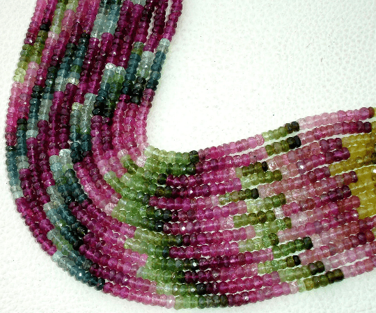 Latest Arrival, MULTI TOURMALINE,Full 14 inch Strand Of Manufacturer Price Rondells , Machine Cut Quality Full 14 Inch Long Strand