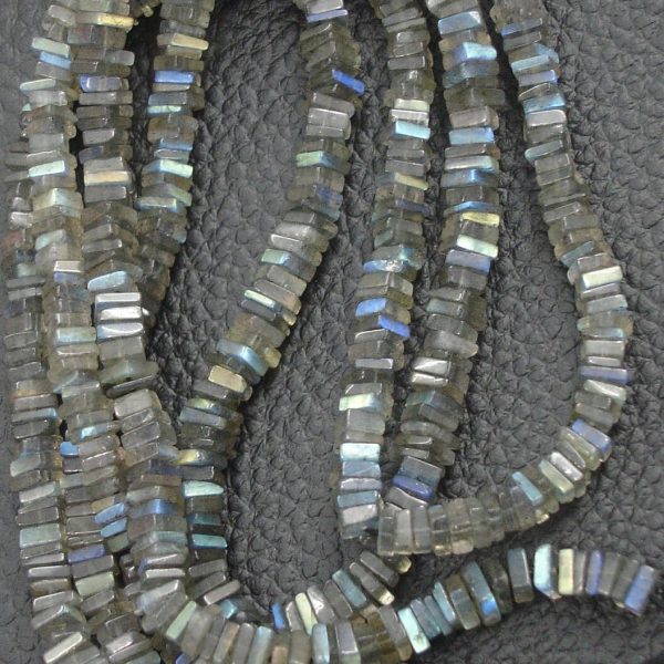 14 Inch Strand, Super Finest-Quality- Blue Flashy LABRADORITE HEISHI Cut Square Beads, 4-4.5mm size