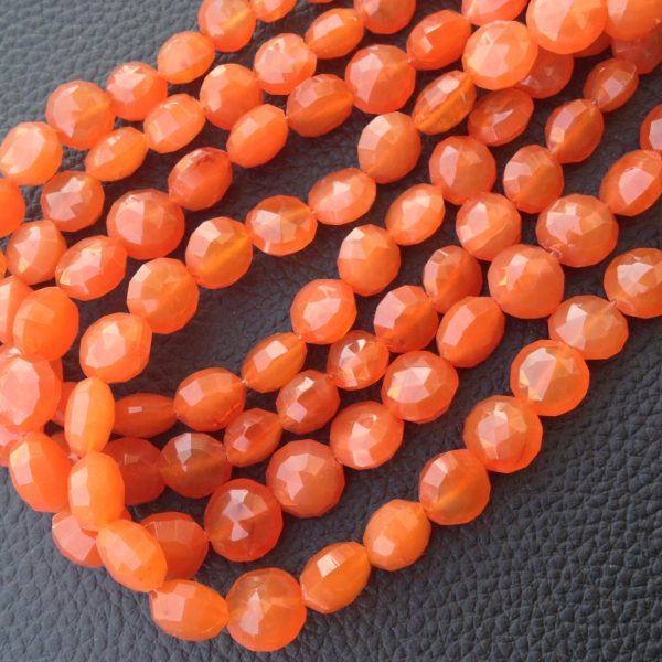 Brand New,Full 9 Inch Strand CARNELIAN Faceted COINS Shape Briolettes,9-10mm size,Superb Quality at Low Price