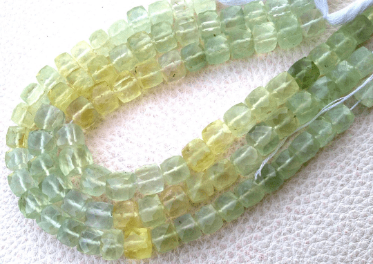 Brand New, Full 8 inch Strand,PREHNITE Faceted 3d Box,7-7.5mm size,Amazing Quality Superb Item