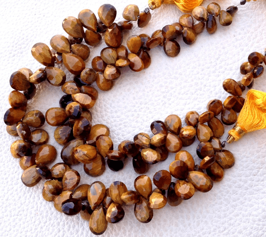 AMAZING Rare GOLDEN CAT'S Eye Faceted Pear Shape Briolettes,,1/2 Strand,Superb-Finest Quality 10-12mm size,Great Item