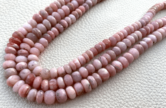 Full 8 Inch Long Strand,Very-FINEST- Amazing Natural Spotted Peruvian Pink Opal Faceted Rondells, 7.5-7mm Size,GORGEOUS Item,