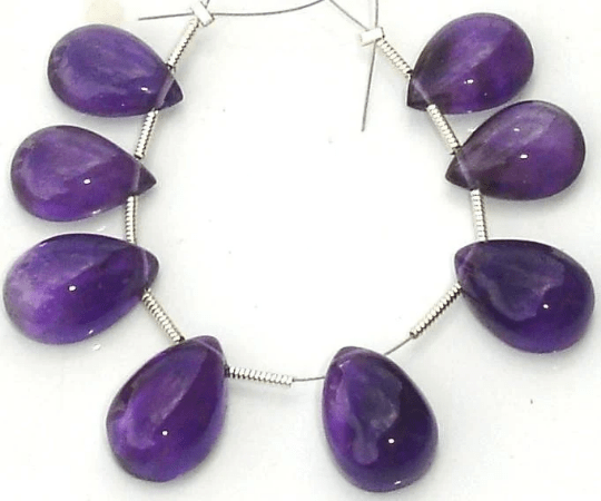 All Same Size, Rare AFRICAN AMETHYST Smooth CABACHONS Pear Shape Briolettes, 8 Pcs 14X10mm long African Amethyst Pear