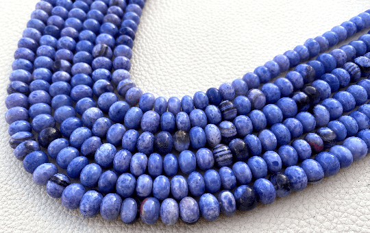 Brand New,Dyed Peruvian Blue Opal Smooth Rondelles,Full 14 Inch Long Strand,8.5-8mm size,Finest Quality Special Item at Low Price.