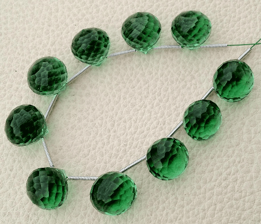 4 Matched pairs, Superb EMERALD Green Quartz Faceted ONIONS Shape Briolettes,12mm Size,Finest Item