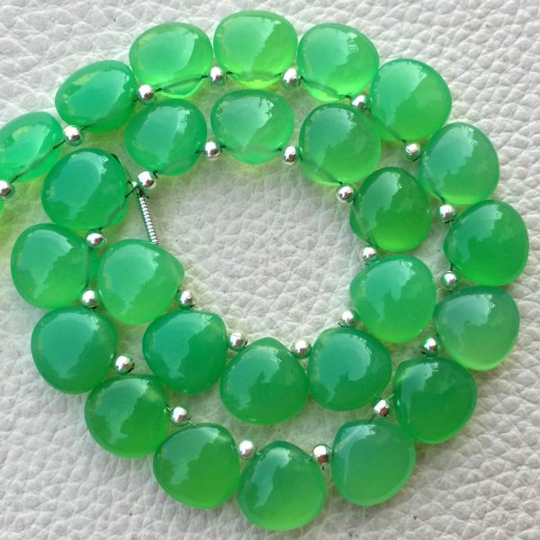 5 Matched Pair, CHRYSOPRASE GREEN Chalcedony Smooth Heart Shape Briolettes, 10x10mm size.Superb Item at Low Price