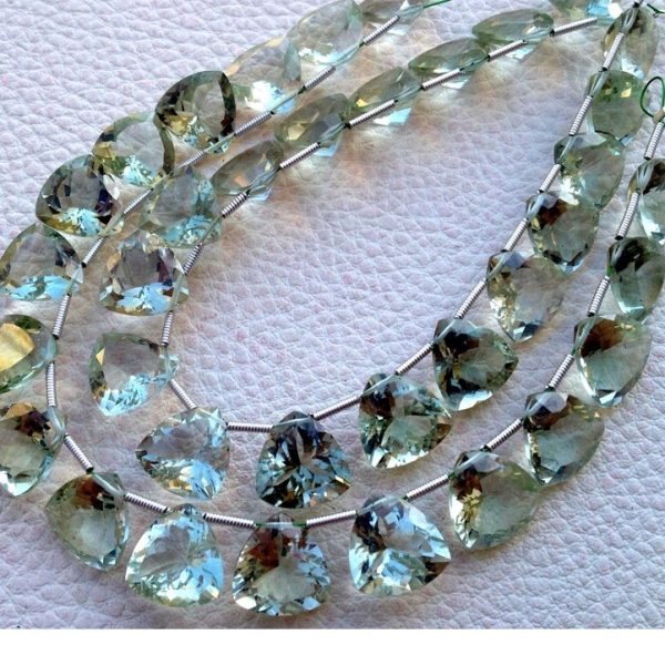 5 Matched Pair Gorgeous, Super Quality Natural GREEN AMETHYST Cut 12x12mm,Trillion Shape Briolettes,Great Price