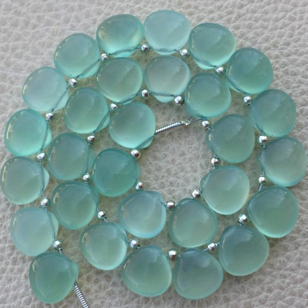 5 Matched Pair, Peru AQUA BLUE Chalcedony Smooth Heart Shape Briolettes, 10x10mm size.Superb Item at Low Price