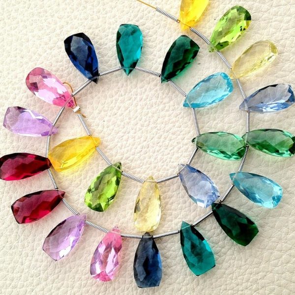 5 Matched pairs, MULTI Colors Quartz Faceted PYRAMID Shape Briolettes,16X8mm Size,Finest Item at Low Price