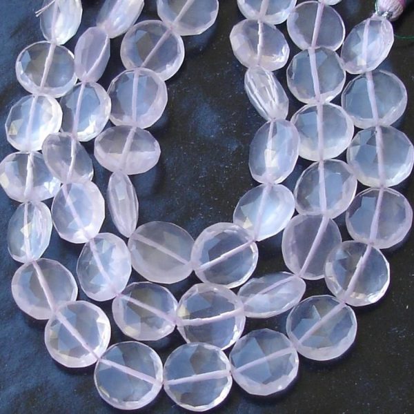 8 Inch Long Full Strand, AAA Quality ROSE QUARTZ Faceted Coin Shaped Briolettes, 10-11mm Size,Great Quality