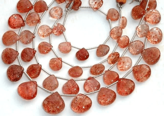 AAA Quality,Gorgeous Sparking Sunstone Smooth Heart Shape Briolettes, 17 Pieces, 9-10mm Larger Size,Great Price Item