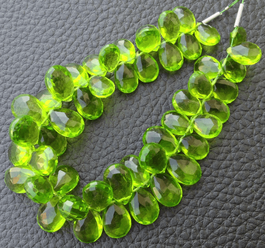 New Arrival, 1/2 Strand, PARROT GREEN Quartz Faceted Pear Shape Briolettes, 10-12mm size,Superb Item at Low Price