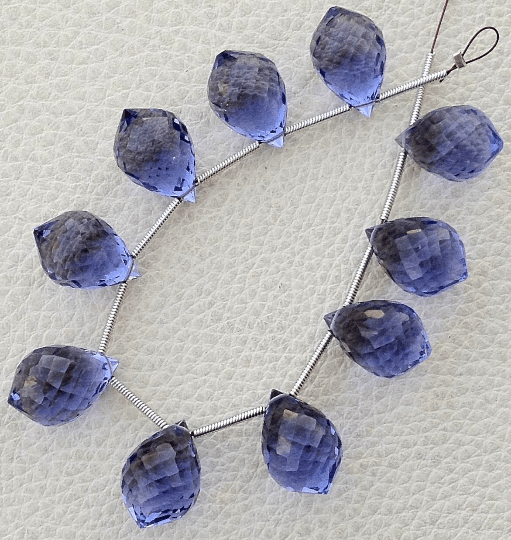 4 Matched pairs, SUPERB CEYLON Blue Quartz Faceted Chandelier Shape Briolettes,14X10mm Size,Finest Item
