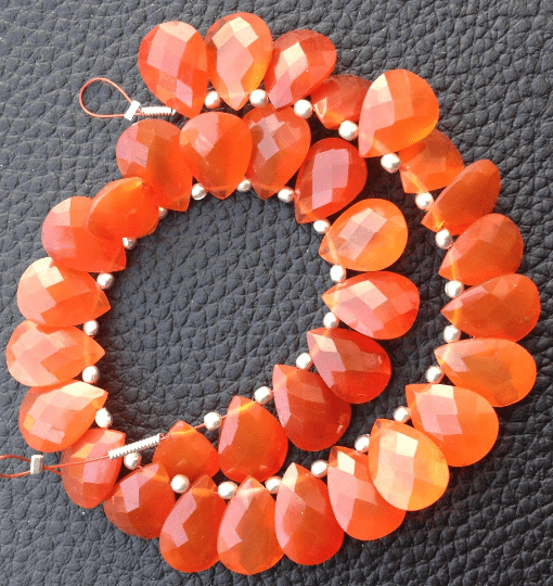 Brand New, Natural CARNELIAN Faceted CUT Pear Shaped Briolettes,9x12mm Long size,CALIBRATED Size,Matched Pairs.