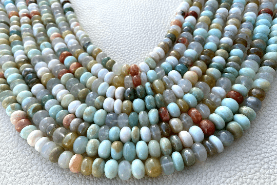Brand New, Full 13 Inch Full Strand,MYSTIC Peruvian Multi Color OPAL Smooth Rondelles Beads,8-7mm Size, Amazing Item at Low Price.