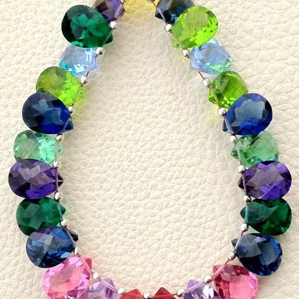 6 Inch Full Strand, MULTI Colors Quartz Faceted Cut Pear Shape Briolettes,12x9mm Size,Finest Item at Low Price