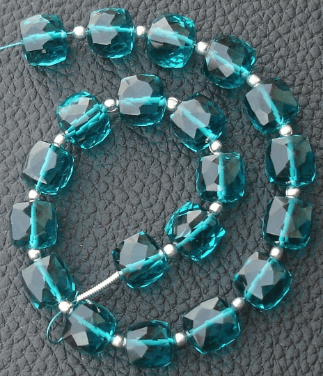 New Arrival, 1/2 Strand, PARAIBA Blue Quartz Micro Faceted 3D Box Shape Briolettes, 8mm size,Superb Item at Low Price