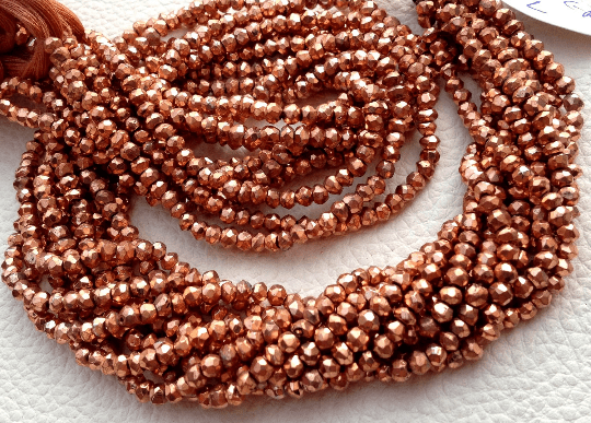 Brand New, Mystic COPPER Pyrite Faceted Rondelles,Full Strand, 3.5mm size,Amazing AAA Quality Wholesale Price.