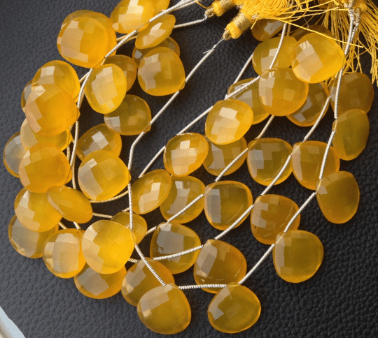 Brand New, 2 Matched Pairs, 18mm Long aprx., MADERA Chalcedony Faceted Heart Briolettes,Amazing Item at Low Price