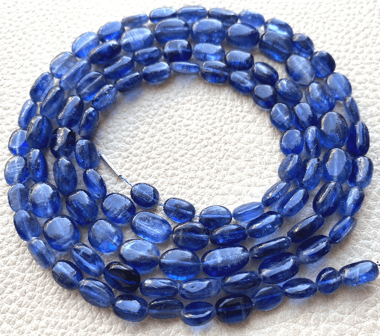 RARE Quality,Natural BLUE KYANITE Smooth Oval Nuggets,Full 8 inch Strand 10-8mm Size Smooth Oval,Finest Natural Kyanite.