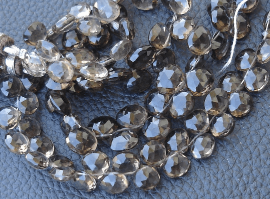 8 Inch Strand, Superb-SMOKY Quartz Faceted Heart Shape Briolettes, 7-8mm Long,Great Quality at Wholesale Price .
