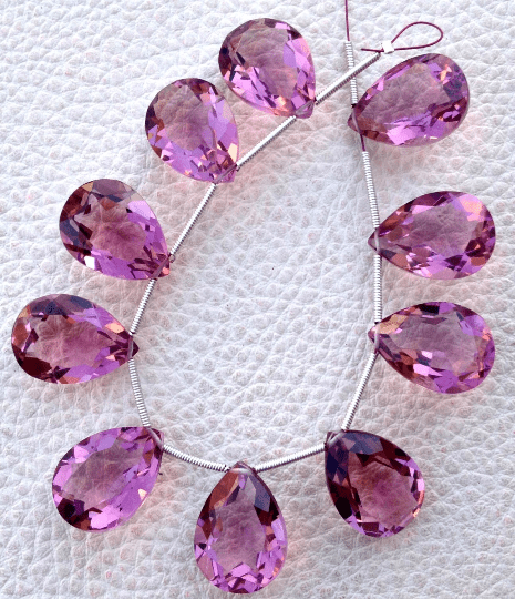 3 Matched pairs, Superb KUNZITE PINK Quartz, New Cut Faceted Pear Shape Briolettes,18x13mm Long,Superb