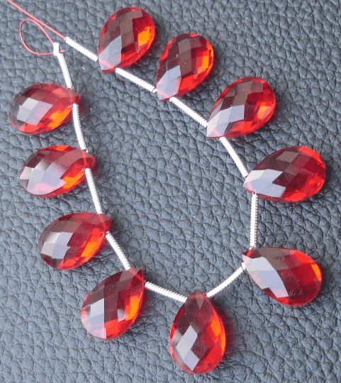 8 Pcs Set, FIRE OPAL Quartz Faceted PEAR Shape Briolettes, 14X9mm Long, 4 Matched Pairs,Superb Item,Wholesale Price