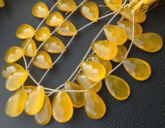 Brand New, 4 Matched Pairs, 25mm Long aprx., MADERA Chalcedony Faceted Pear Briolettes,Amazing Item at Low Price