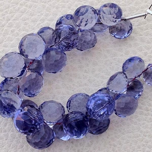 Full 8 Inch Long Strand, IOLITE Blue Quartz Micro Faceted Onions Shape Briolettes,7-8mm size,Superb Item at Low Price