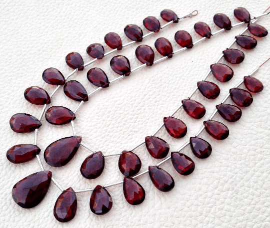 Brand New, GIANT Size, RARE Natural MOZAMBIQUE Garnet Faceted Pear Shape Briolettes,10-12mm Size,Rare Item at Low Price.