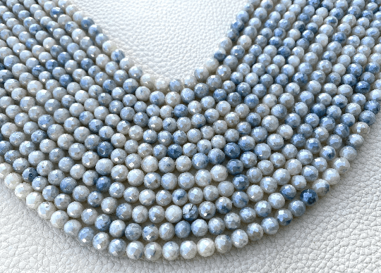 Brand New, Full 13 Inch Long Strand, Rare Blue SILVERITE Faceted Round Balls Beads, 5.5-5mm Amazing Item at Low Price.